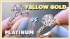 Yellow Gold Vs Platinum What Color Ring Setting Is Right For You 2ct Vs 2 1ct Round Diamond